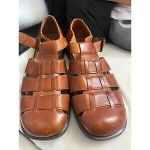 Pronto Uomo Firenze Mens Brown Woven Leather Sandals SZ 10M/Italy